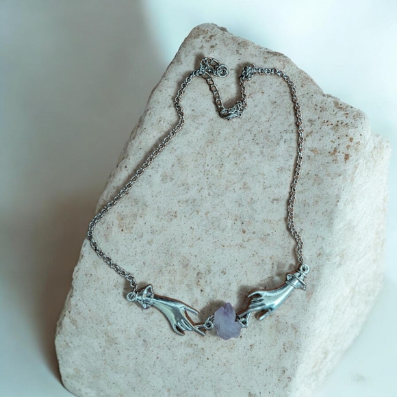 Silver and Purple Handcrafted Necklace - Picture 3 of 3